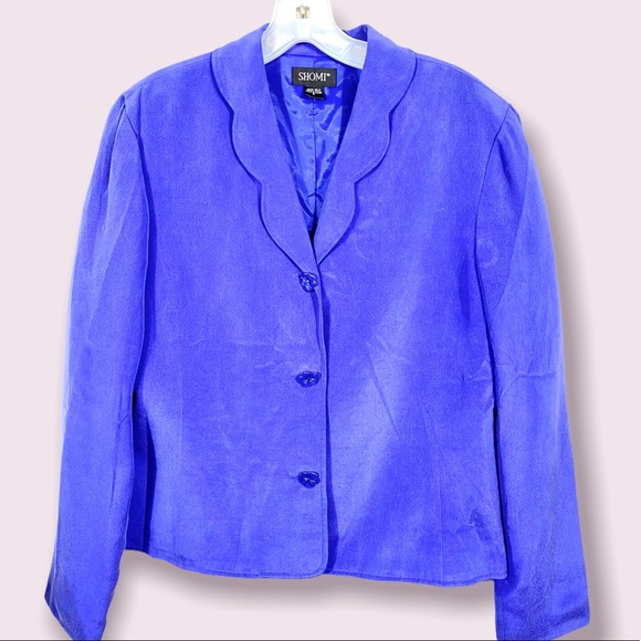 Shomi SILK 2pc set skirt jacket flower buttons size 8 vintage coordinates EXC CD - Picture 2 of 10